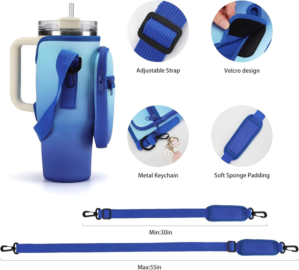 Stanley Water Bottle Carrier Bag - Neoprene Holder with Phone Pocket & Adjustable Straps | Fits 40/30 oz Tumblers