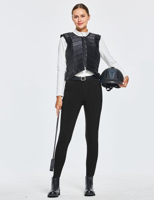 FitsT4 Sports Women's Winter Horse Riding Pants with Zipper Pockets Full Seat Riding Tights Fleece Lined Equestrian Breeches for Women Black XS