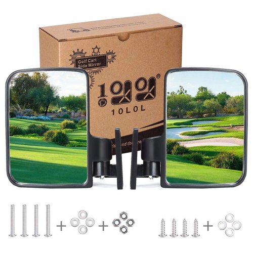 10L0L Universal Golf Cart Mirrors Folding Side Mirror and Rear View Mirror for Club Car EZGO Yamaha, 16.5" Extra Wide Panoramic Golf Cart Mirrors Combo Pack