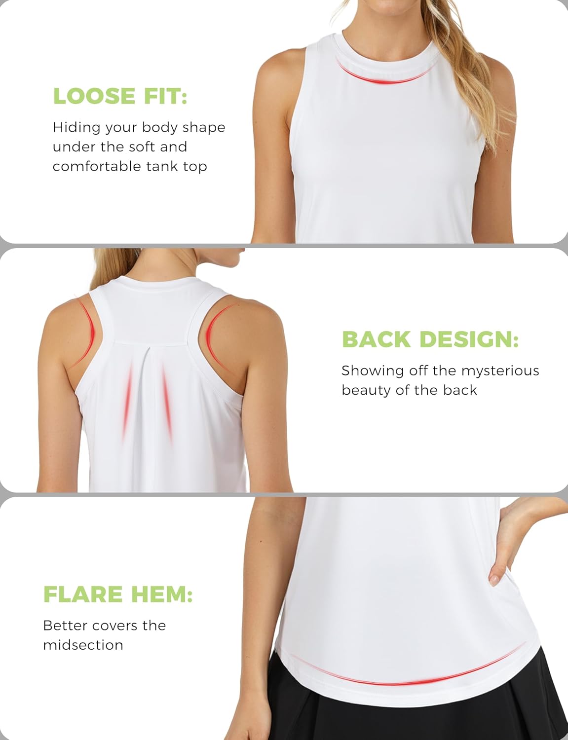 AURUZA Athletic Tank Tops for Women - Breathable Yoga Shirts | Stylish Gym & Workout Tops