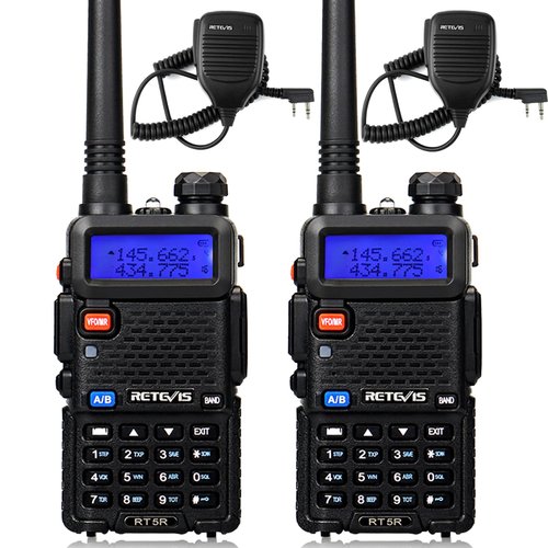 Retevis RT-5R 2 Way Radio Long Range,Walkie Talkies with Shoulder Mic,Dual Band,128CH,Handheld Ham Emergency Radios,1400mAh Rechargeable Two Way Radios,for Hunt Hiking Snowstorm Off-Grid Use(2 Pack)