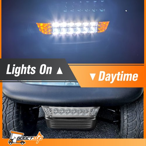 GODCTSUP Club Car LED Headlight with Bumper, 12V Golf Cart LED Headlight for Club Car Precedent 2004-UP Electric Cart Models, Replace Precedent Head Light OEM# 102524801, 1025248-01