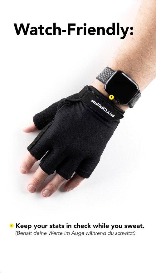 Fitgriff® Workout Gloves (Padded) for Men & Women - Fingerless Gym Gloves for Weight Lifting, Training - Full Palm Protection (Black, Size 5)