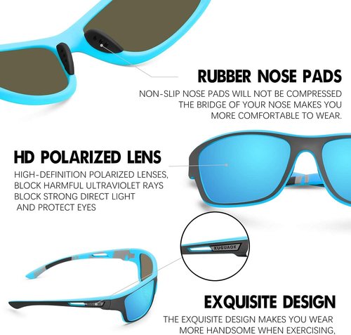 KUGUAOK Polarized Sports Sunglasses - 100% UV Protection for Men | Ideal for Driving, Cycling, Fishing