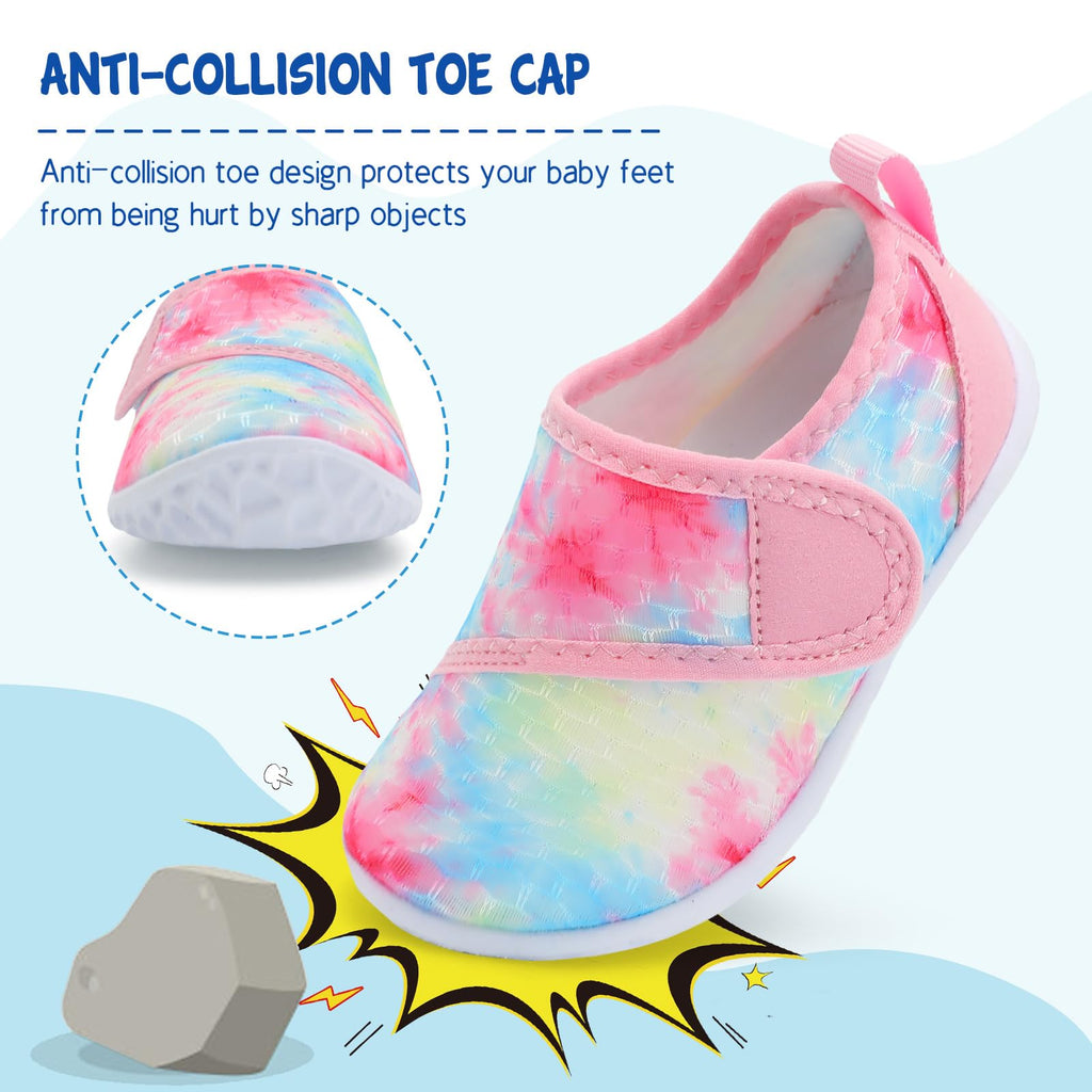 LeIsfIt Kids Water Shoes Toddler Girls Boys Swim Shoes Outdoor Quick-Dry Breathable Aqua Socks for Beach Pool Surf, Tiedye, 12 Little Kid
