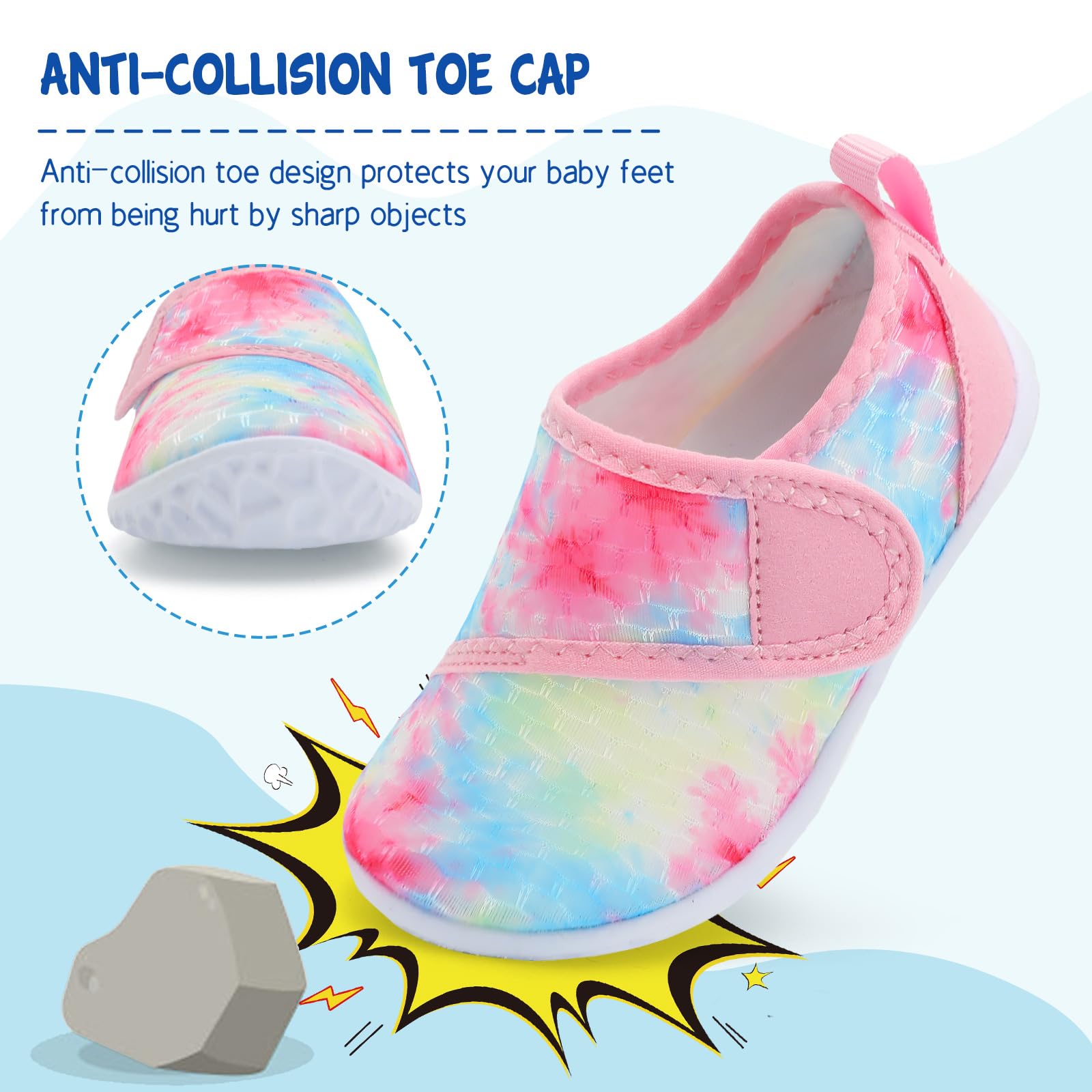 LeIsfIt Kids Water Shoes Toddler Girls Boys Swim Shoes Outdoor Quick-Dry Breathable Aqua Socks for Beach Pool Surf, Tiedye, 12 Little Kid
