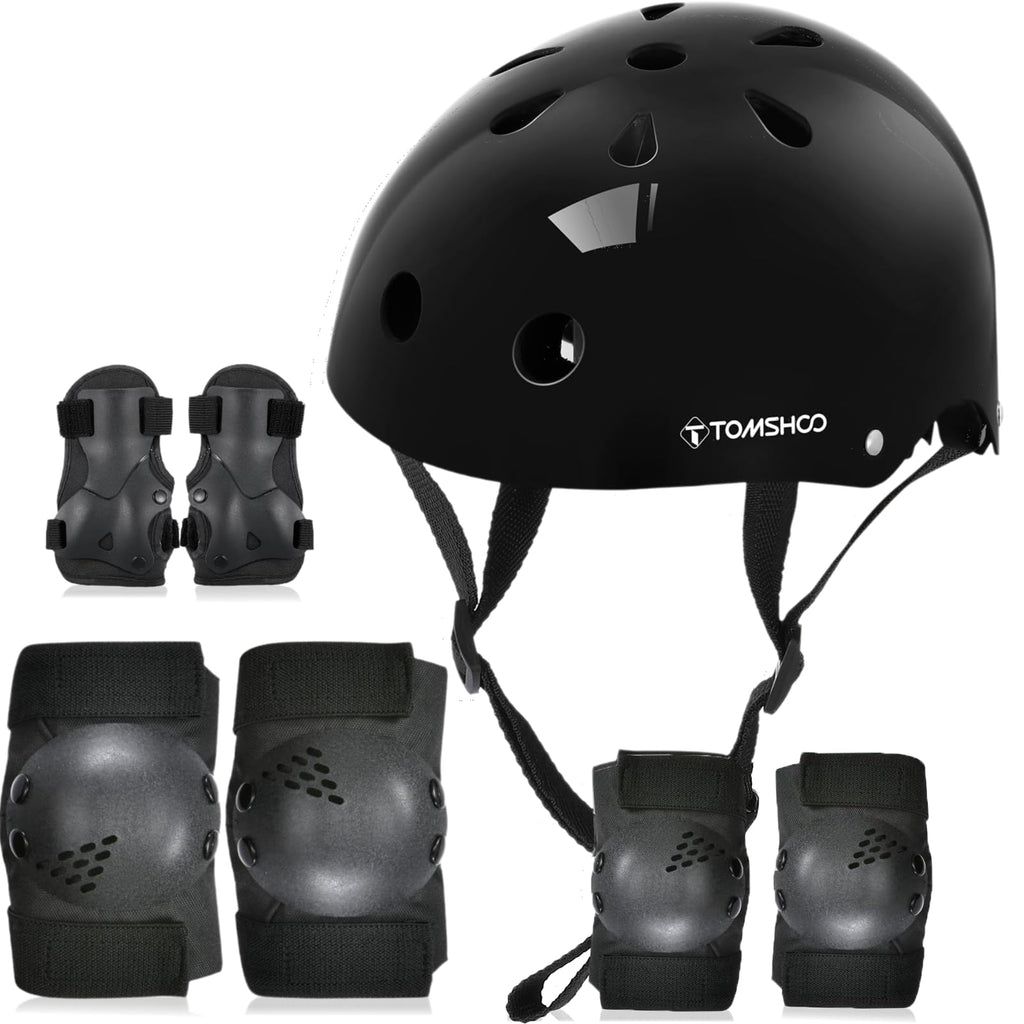TOMSHOO Adjustable Helmet for Ages 3-15 Kids Toddler Boys Girls Youth,Protective Gear Set with Elbow Knee Wrist Pads for Skateboard, Bike, Skating, Cycling Roller Skate