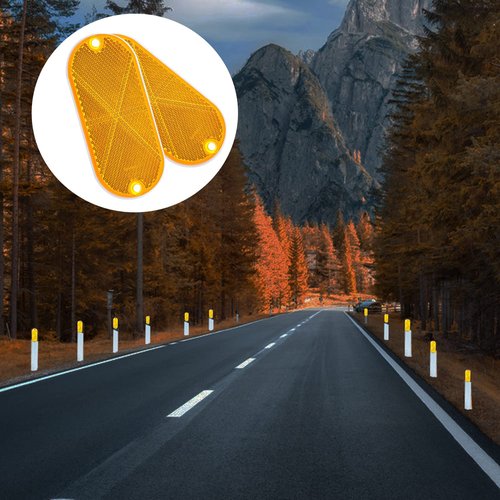 smseace 10Pack Safety Reflectors Yellow Oval Reflector with Mounting Hole Used for Roads，Mailboxes，Tunnels，Cars Front Reflector