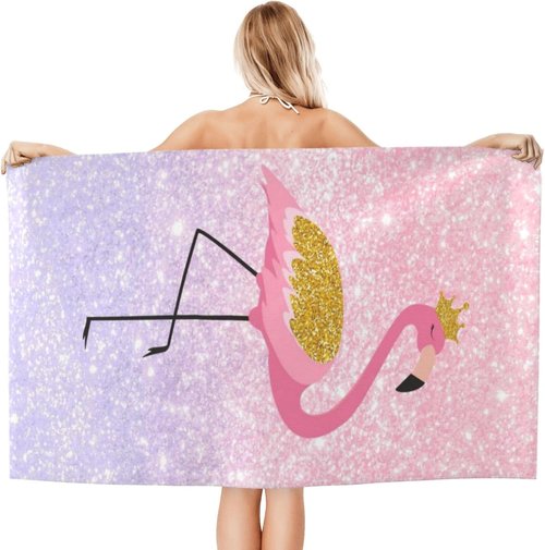 Cute Flamingo Beach Towel for Women/Adults, Personalized Microfiber Beach Towels Bulk, Quick Dry Beach Towel for Pool, Lightweight Bath Towels Oversized Clearance 30"x 60"