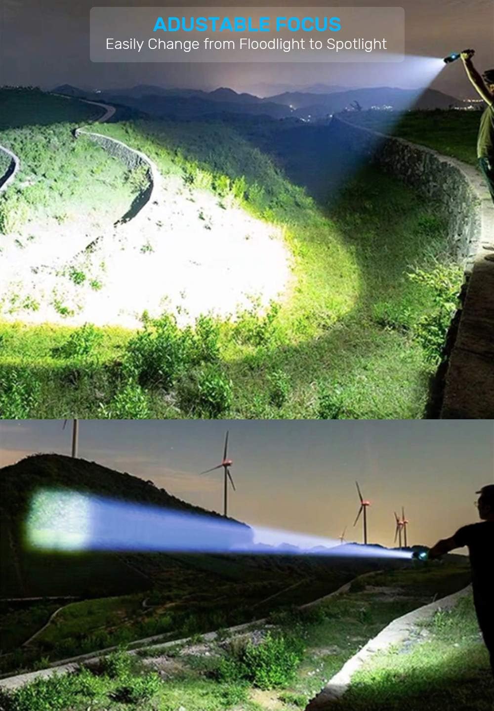 Skiennix Rechargeable LED Flashlight - Super Bright Tactical Design | USB Rechargeable, Waterproof, Compact for Camping & Emergencies