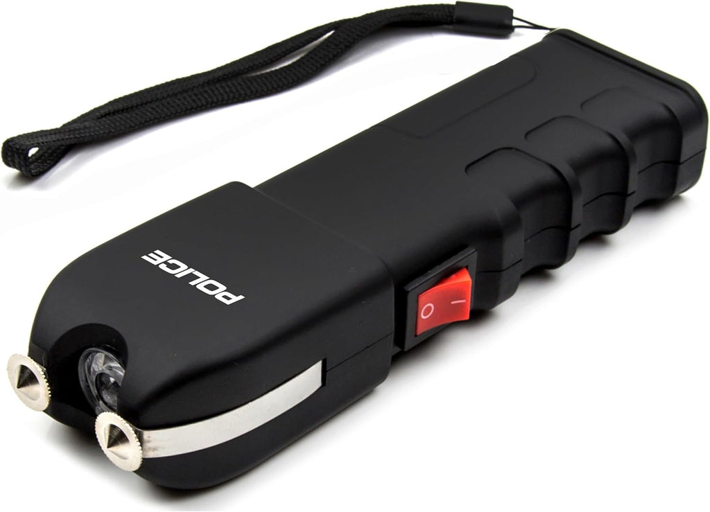 POLICE Stun Gun 928 - High Voltage Rechargeable Self Defense Tool with LED Flashlight - Compact & Heavy Duty - Black