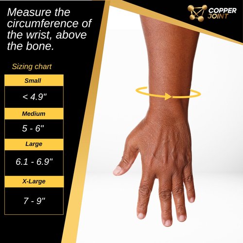CopperJoint Wrist Brace for Carpal Tunnel Pair, Medium- Adjustable Compression Support for Men & Women-Elastic Hand Support Pain Wrist Splint for Tendonitis, Arthritis, Sprain for Day & Night Use