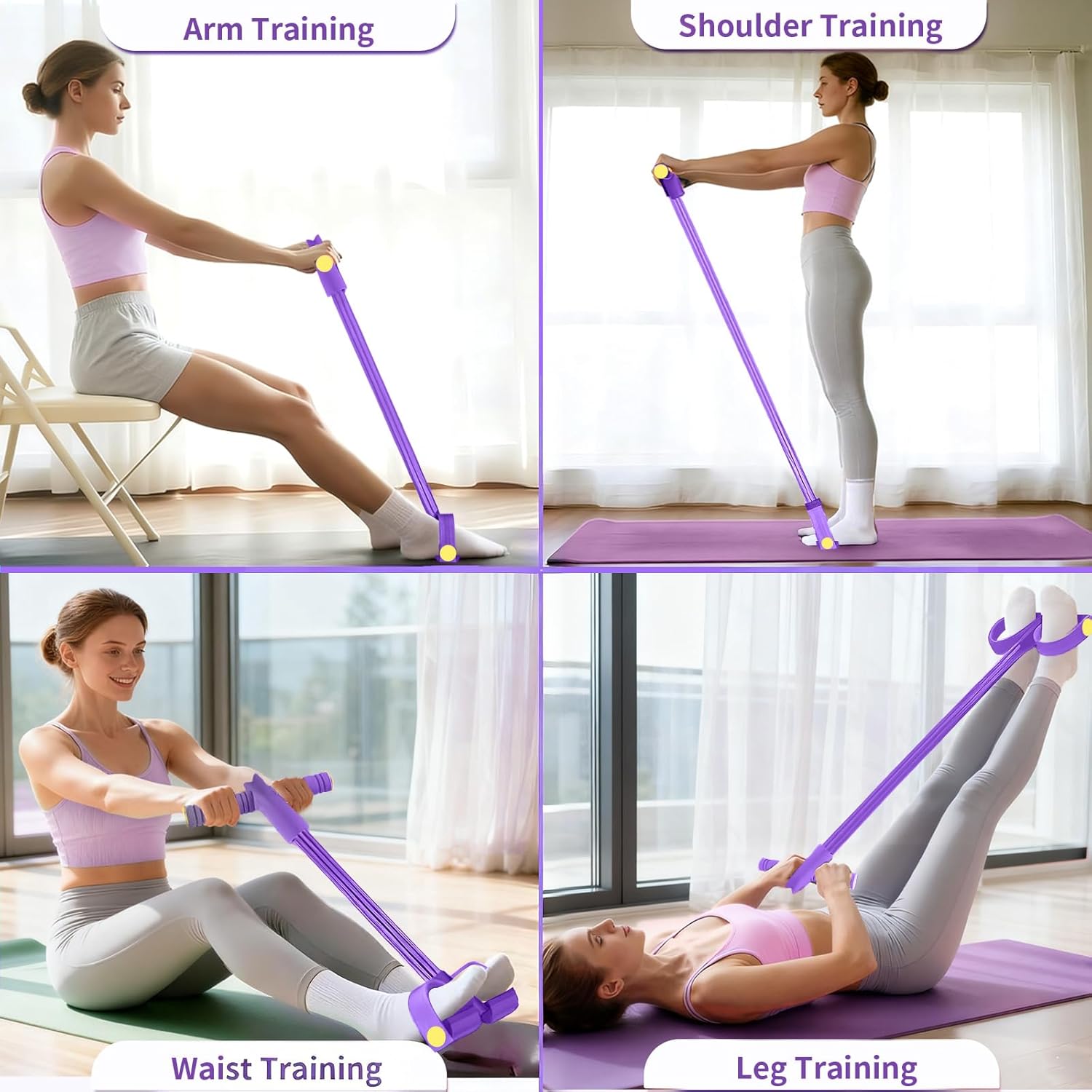 Pedal Resistance Bands by Skiennix - Durable 6-Tube Fitness Bands for Abdomen, Waist, Arms & Legs