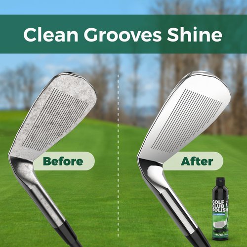 Qucship 8oz Golf Club Polish with Towel, 4-in-1 Golf Club Polishing kit - Easy to Use Golf Club Cleaner and Scratch Remover, Long Lasting Golf Club Polish for Metal, Zinc, Aluminum & Steel Clubs