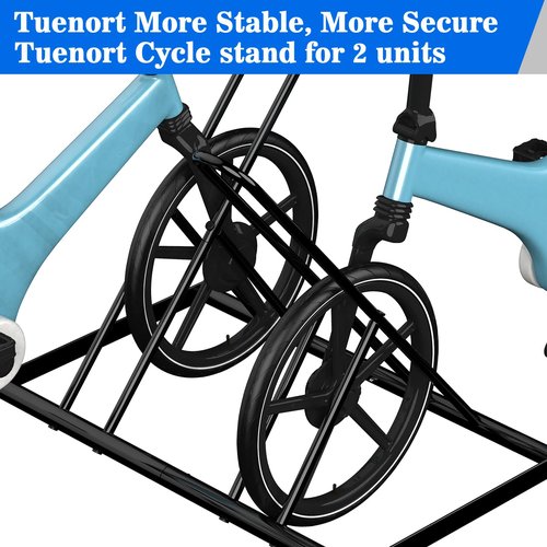 Tuenort 2 Bike Rack, Parking Bike Stand, Outdoor For Mountain Floor Bike Rack, Heavy Duty For Bicycle Garage, Space-Saving Bicycle Holder For Home, Yard, Office, Black