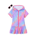 LUCKYGAL Girls Swimsuit Cover Up Kids Terry Swim Coverup Leopard Beach Pool Wraps, 3t 4t