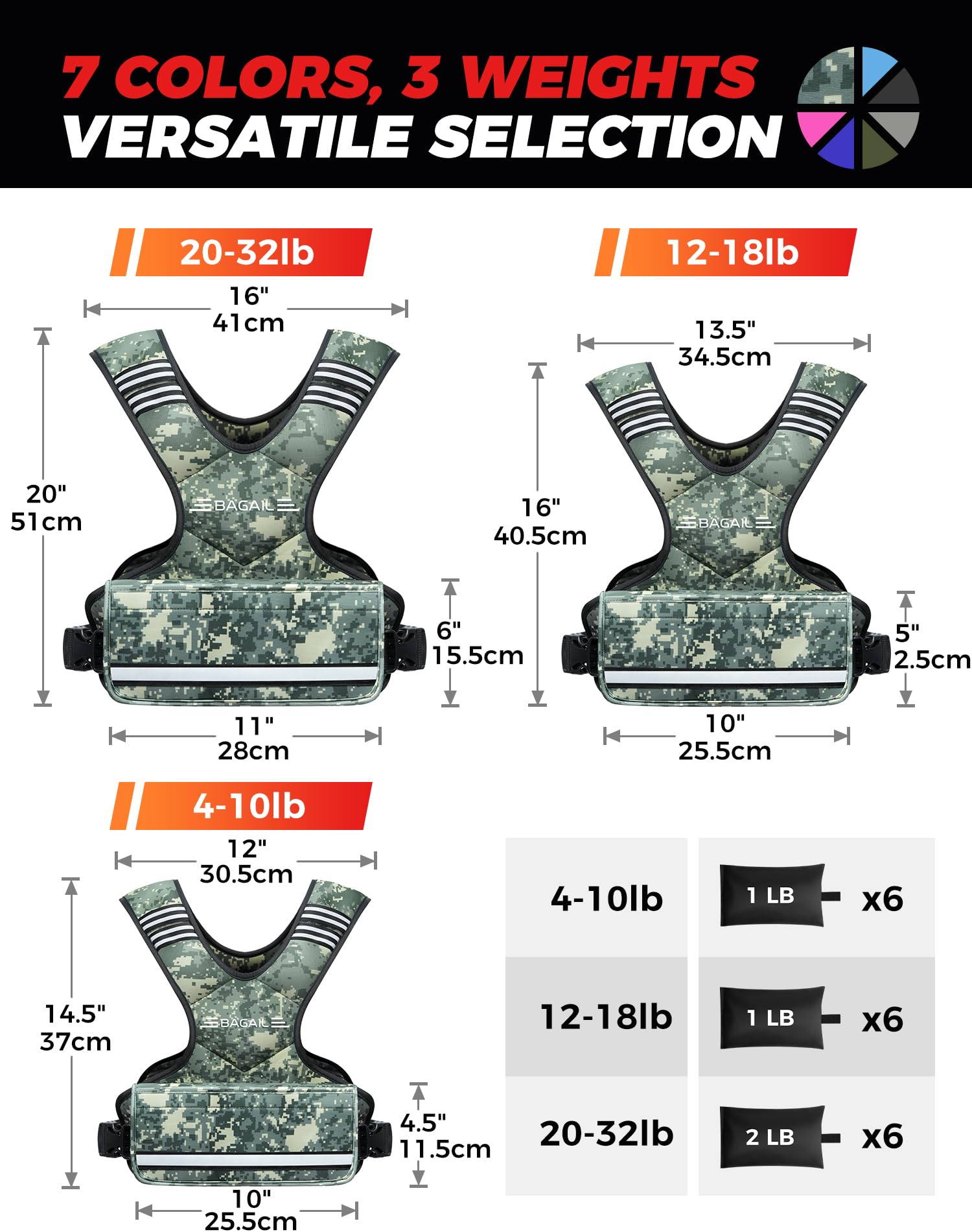 BAGAIL Adjustable Weighted Vest for Women 4-10lb, Comfortable U-Neck Rucking Vest with 6 Removable Weights, Storage Pocket and Reflective Strips for Walking, Jogging, Weight Loss & Home Workouts