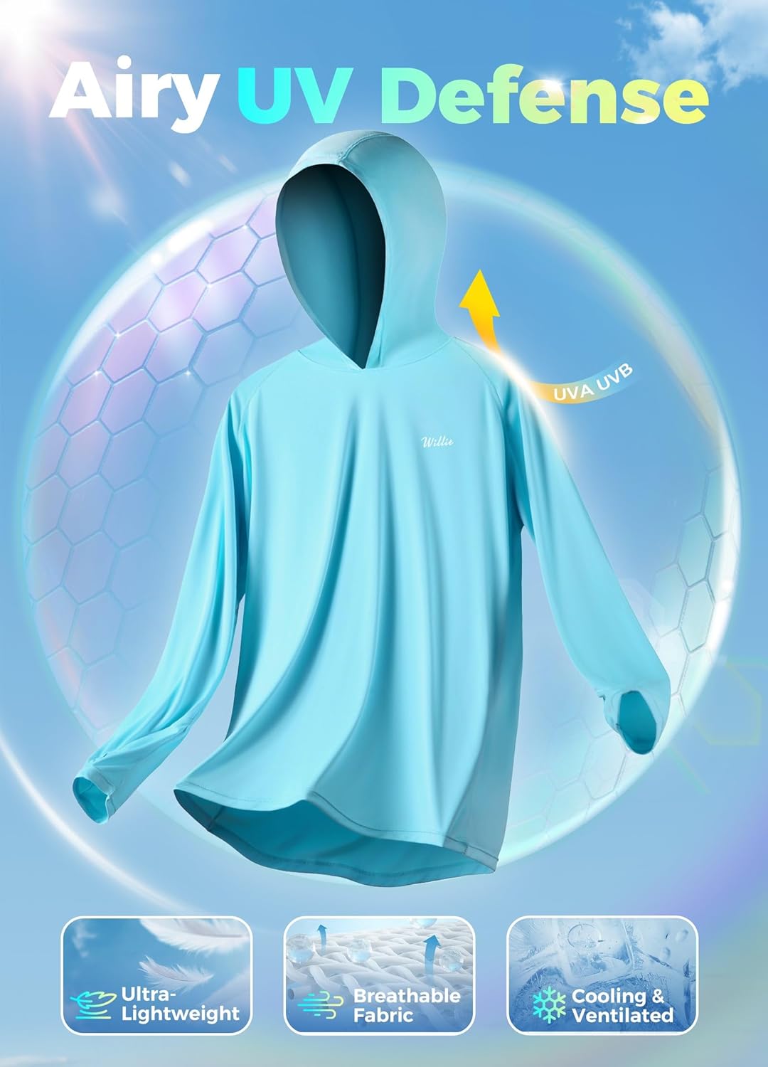 Willit Women's UPF 50+ Sun Protection Hoodie - Lightweight Long Sleeve Hiking & Fishing Shirt
