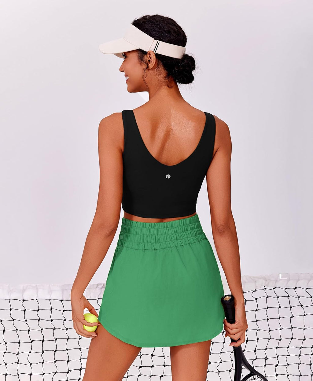 PINSPARK Golf Skirts for Women - High Elastic Waist Athletic Skort with 2 Pockets | Curved Hem Design for Tennis & Pickleball
