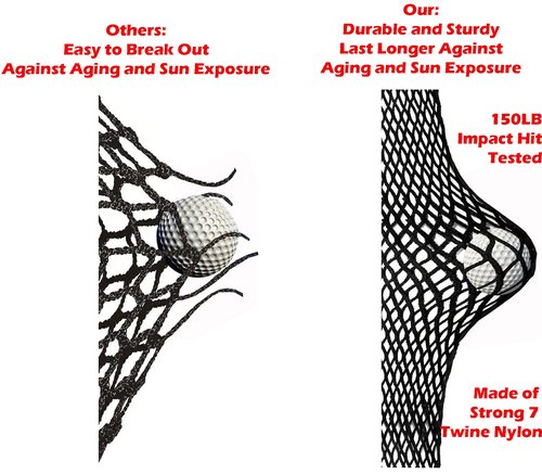 10FT x 10FT Strong Durable Heavy Duty Frequent Use Sports Barrier Net with Around Finished Seam Hitting Practice Nylon Netting High Impact Indoor Outdoor for Golf Baseball Hockey Soccer