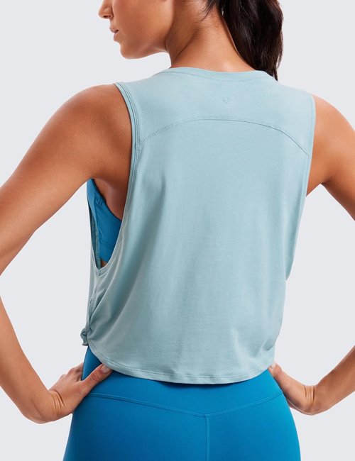 CRZ YOGA Pima Cotton Tank Top for Women - Loose Fit Sleeveless Athletic Shirt | Perfect for Yoga & Gym