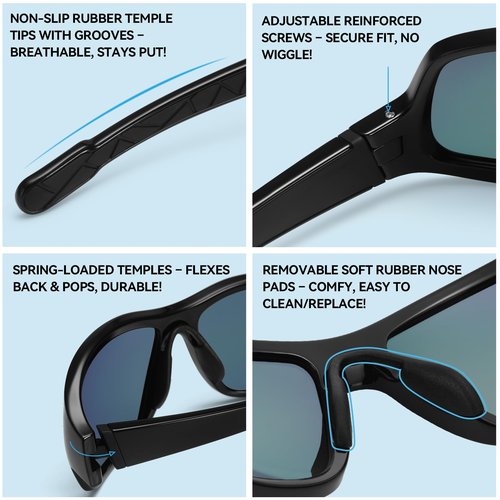 Dollger Polarized Sports Sunglasses for Men Women - Ultra Lightweight Wrap-Around, UV400 for Running, Cycling, Driving, Fishing（Red）