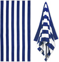 Regine Switzerland Large Oversized Beach Towel - 35 x 70 Inch Navy Striped Quick-Dry Microfiber