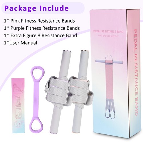 FEFURS 2 Pack Fabric Resistance Band with Handles,Non-Slip Foot Pedal Puller Resistance Band for Legs & Glutes Working Out,Portable Yoga & Physical Therapy&Home Fitness Accessories for Women & Men
