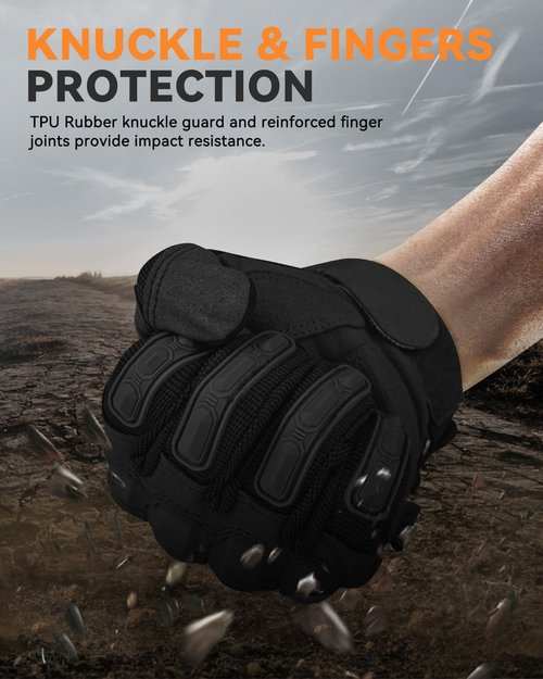 KUMGIM Tactical Gloves - Touchscreen Motorcycle & Airsoft Gloves for Men & Women | Black & Tan