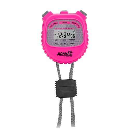 Marathon Adanac 3000 Digital Stopwatch Timer, Neon Pink - High Precision Accuracy to 1/100th Seconds - Water, Dust & Shock Resistant - 46” Lanyard Included