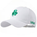 St Patricks Day Shamrock Baseball Cap Embroidered Clover Hat,Adjustable Irish Trucker Hat St. Patrick's Day Caps for Men Womenn,White