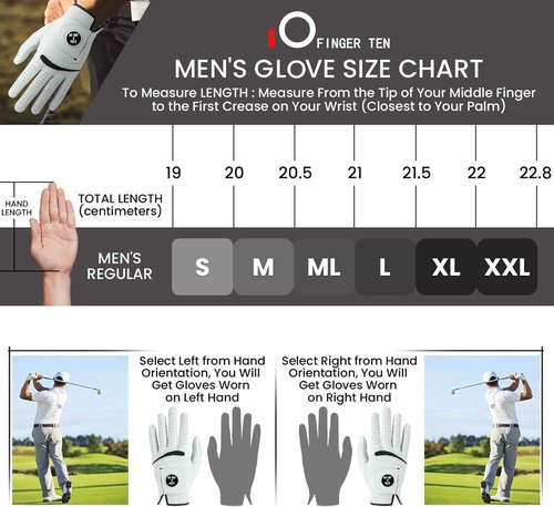 Cabretta Leather Golf Gloves for Men - Premium Soft Grip with Ball Marker | Comfortable Fit, Sizes S-XXL