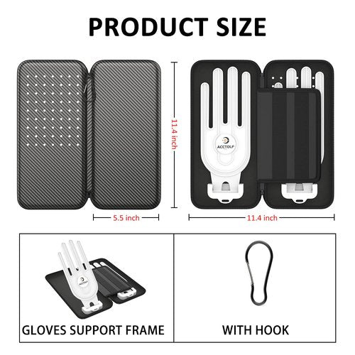ACCTOLF Golf Glove Case, Golf Glove Case with Two Gloves Holder for Golf Bag Accessories, Golf Storage Organizer for Tees, Divot Tool, Ball Markers for Men and Women Golfer