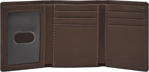 Fossil Men's Leather Trifold Wallet - Stylish Design with Multiple Card Slots | Durable Black Leather