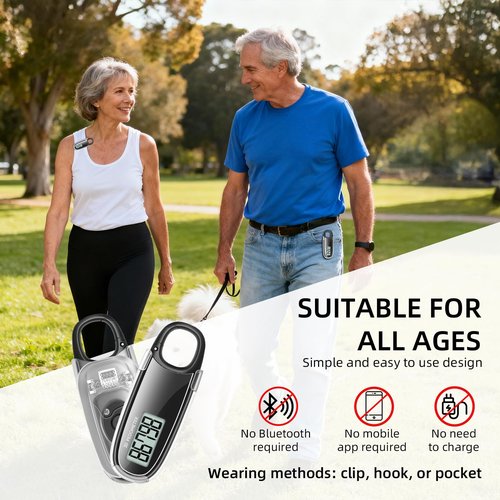 Simple Step Counter with Digital Display, 3D Pedometer for Walking, Step Tracker with Removable Clip Lanyard, Accurately Track Steps for Men Women Kids Adults Seniors