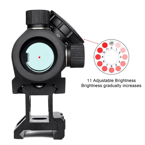 Sniper RD20 1x22mm 3MOA Red Dot Sight Fits 20mm Picatinny Rail with 1 Inch Riser Mount, Crossbow Sight