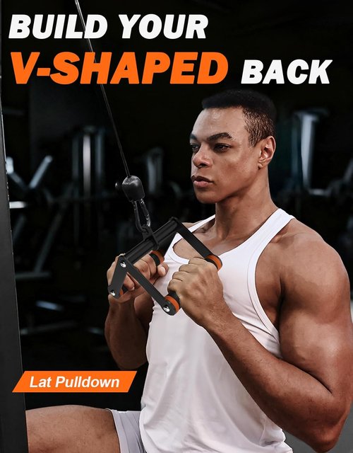 Fitarc V Bar Cable Attachment - Double D Row Handle with Non-Slip Grips for Gym & Home Workouts | Orange