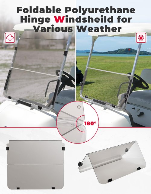 KEMIMOTO Golf Cart Windshield Compatible with G22 (2003-2006), Foldable Replacement Windshield with Anti-UV and Impact Resistant Acrylic (Tinted)
