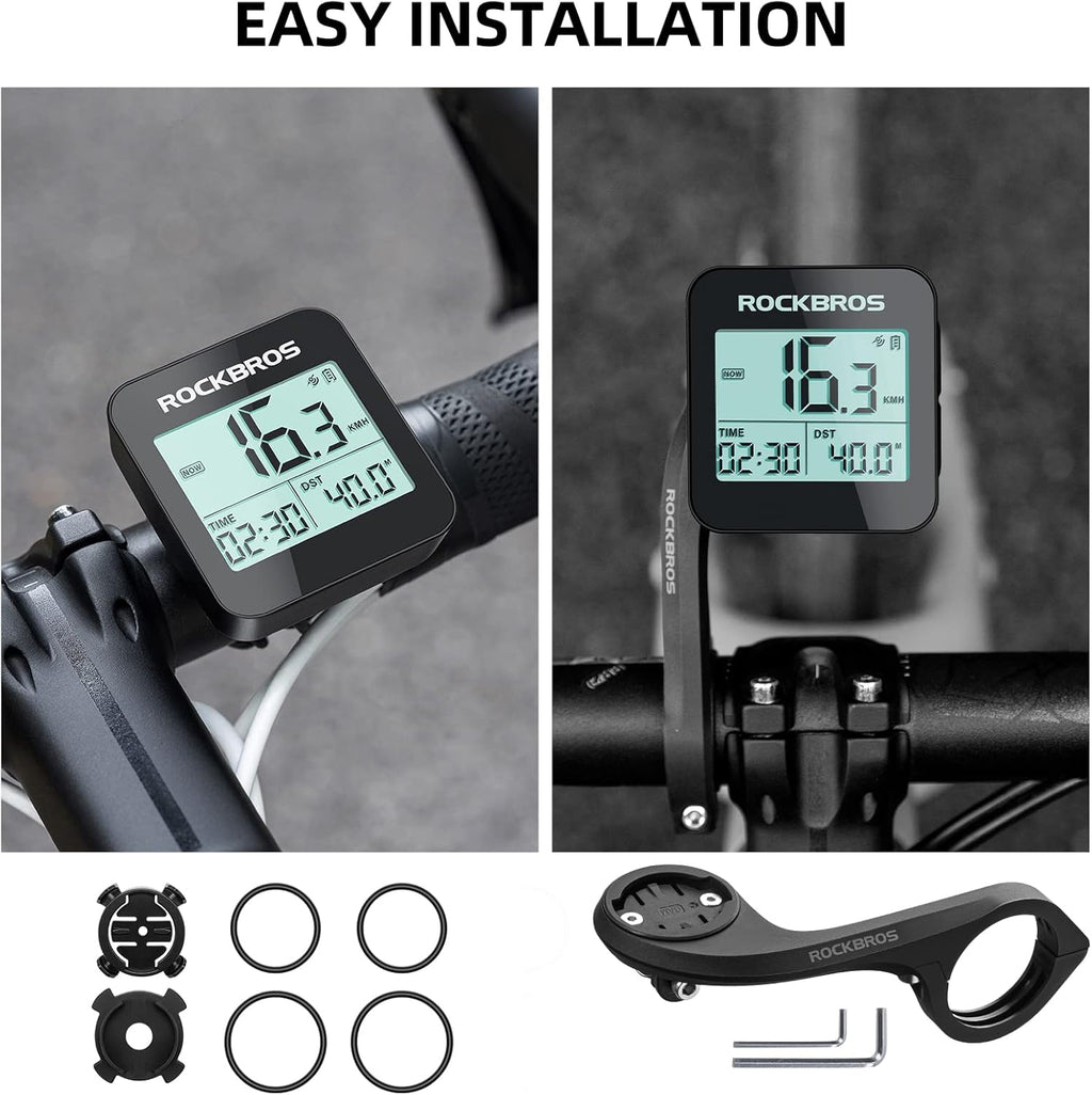 ROCKBROS GPS Bike Computer - Waterproof Cycling Odometer with Automatic Backlight & Large Display