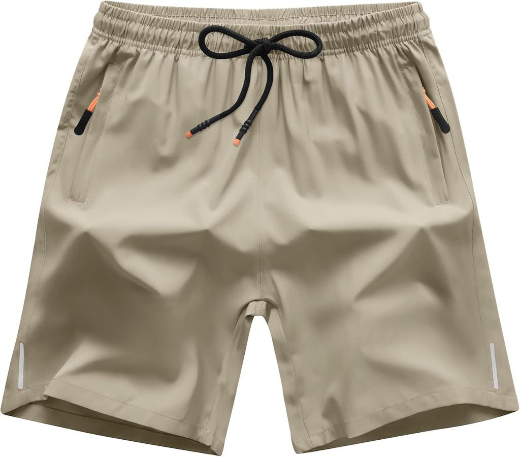 Skiennix Boys Athletic Running Shorts - Quick Dry Fabric with Zipper Pockets | Comfortable Fit