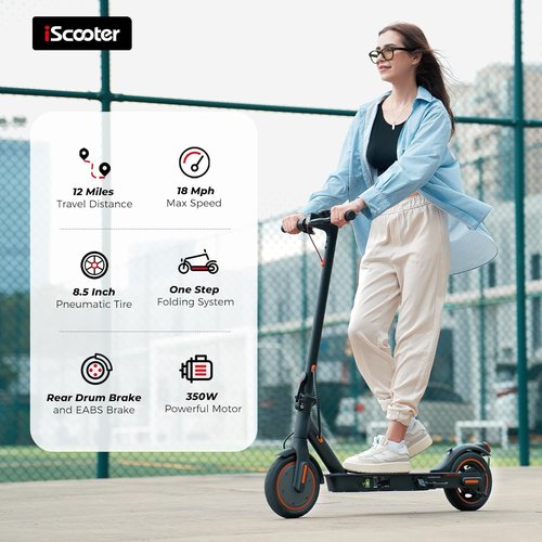 iScooter Electric Scooter for Adults & Teens - Long Range 18 Miles | Top Speed 22 MPH | Cruise Control & Double Braking Systems