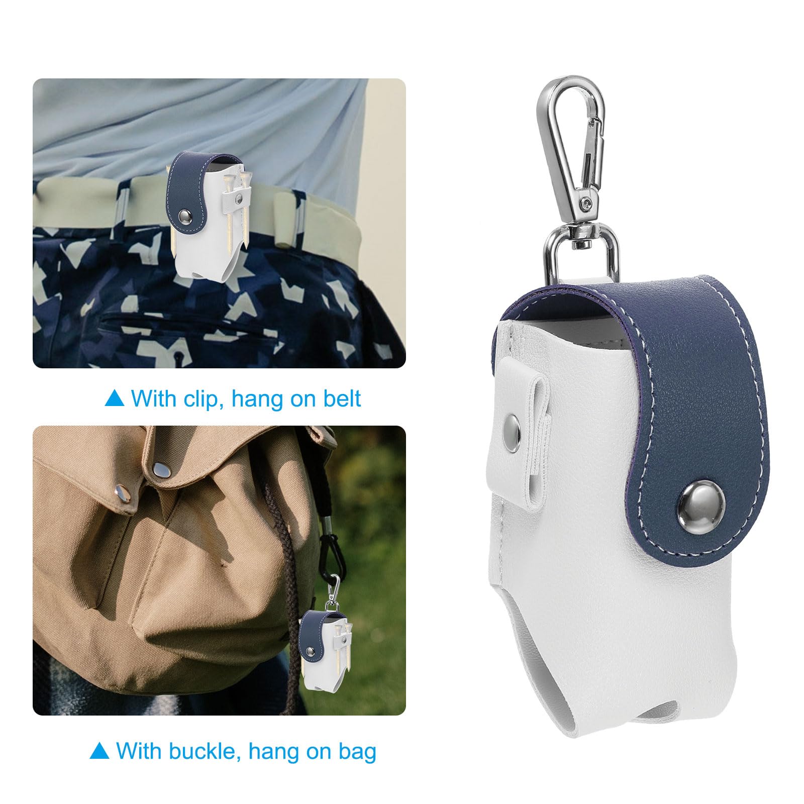 PATIKIL Golf Ball Waist Bag, 2 Pack Golf Ball Carry Pouch with Tee Holder, Buckle, Clip for Women Men Belt Golf Storage, White Blue