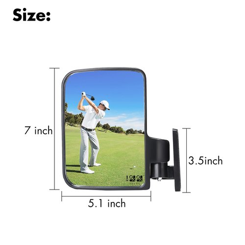 10L0L Golf Cart Mirror, Side Rear View Mirror Fits for Yamaha EZGO Club Car Golf Cart and Others Drilling Required or No-drilling Required Hardware Include