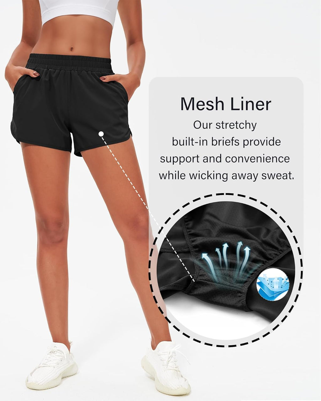 Stelle Women's Running Shorts - High Waisted, Quick Dry Athletic Shorts with Pockets | 3" Mesh Liner
