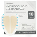 LotFancy Sacral Hydrocolloid Dressing, 6”x7”, Pack of 10, Sterile Thin Bordered Hydrocolloid Bandages, Sacrum Wound Gel Patches for Fast Healing, Water-Resistant, Individually Packed