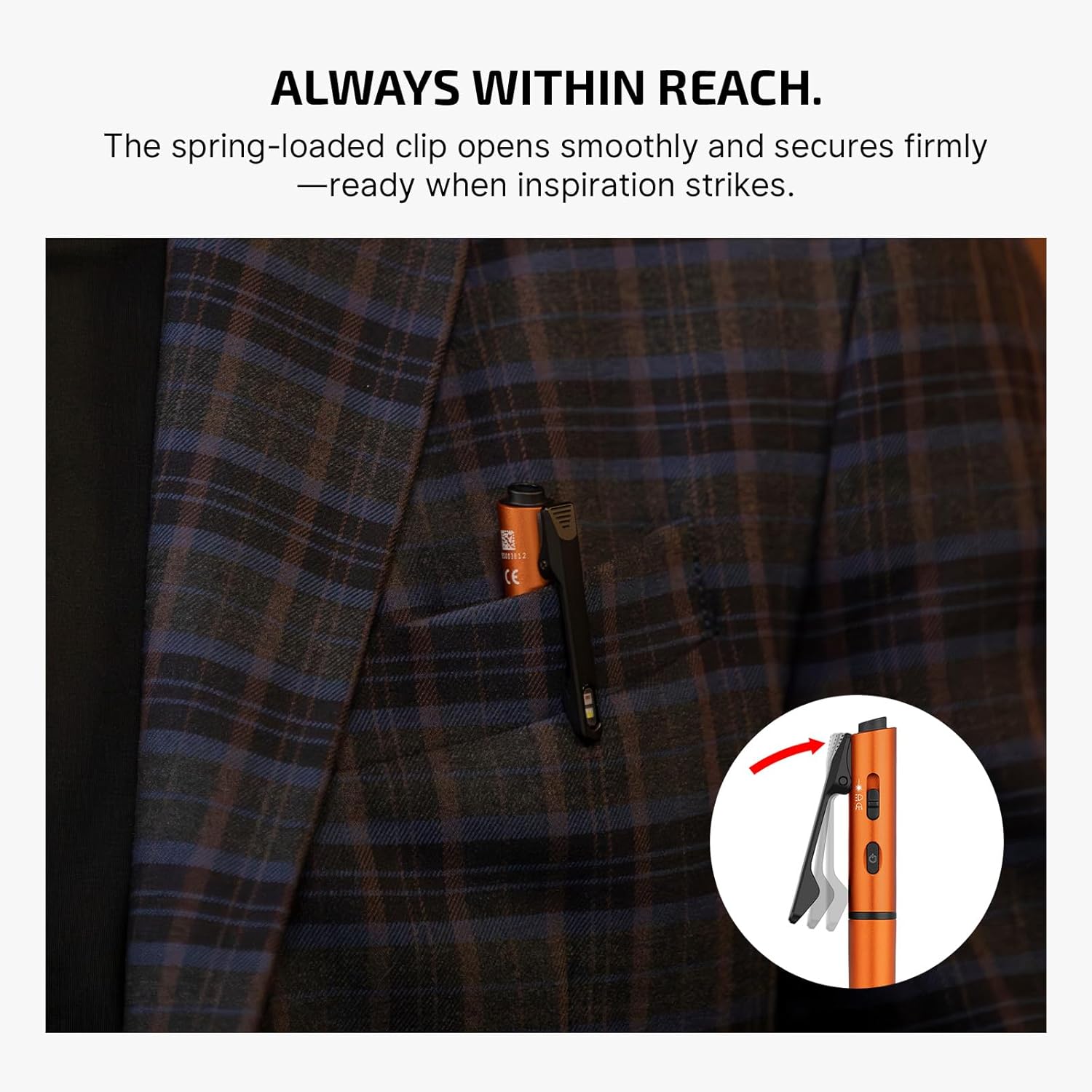 OLIGHT O'Pen 3 EDC Pen Light - 120 Lumens USB-C Rechargeable LED Flashlight | Green, Red & White Beam - Orange