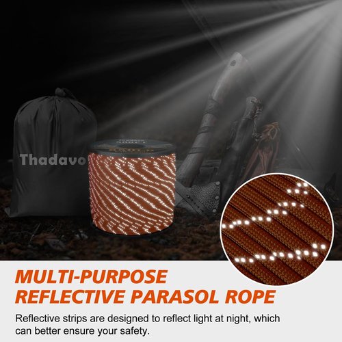 **Reflective Paracord Rope - 850lb Heavy-Duty 11 Strand Cord for Camping & Survival | 100ft Orange**