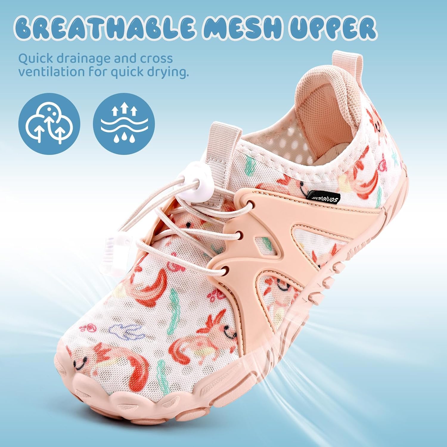 WateLves Water Shoes - Fast-Dry Aqua Sneakers for Kids | Comfortable Barefoot Design with Heel Grips