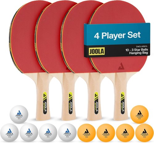 JOOLA Premium Ping Pong Paddles Set of 4 | Advanced Table Tennis Rackets with 10 Training Balls & Case