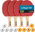 JOOLA Premium Ping Pong Paddles Set of 4 | Advanced Table Tennis Rackets with 10 Training Balls & Case